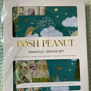 NWT posh peanut baby beanie and swaddle set 100% bamboo